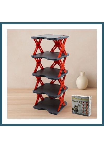 Bezos 5 Katlı Katlanabilir Akordeon Plastik Ayakkabılık 27x27 Cm Ob Çok Renkli