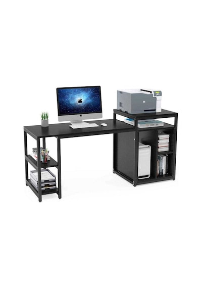 Zizuva Zizuva Siyah Ev Ofis Raflı Bilgisayar Çalışma Masası