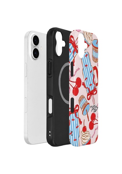 Apple iPhone Uyumlu 17 Vorian Çift Katmanlı Magsafe Kılıf Dolce Cherry Picnic