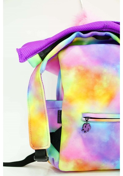 Unisex Çocuk Su Geçirmez Unicorn Tasarımlı Çıkarılabilir Kapüşonlu Sırt Çantası Çok Renkli