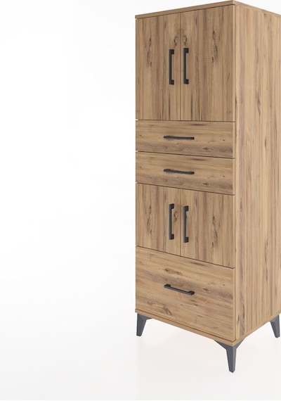 Hyperion Dolap 3 Raflı 3 Çekmeceli 4 Kapaklı 60x44x163 Çam-çam Çam