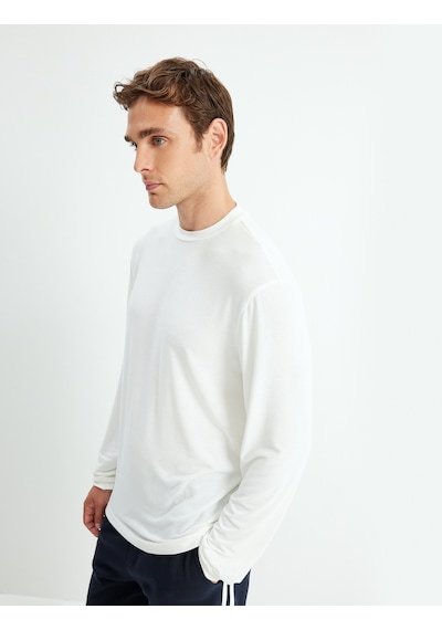 Koton Basic Sweatshirt Bisiklet Yaka Uzun Kollu Ekru 5wam70033ht Ekru