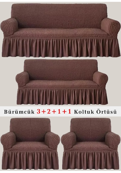 StarMall Bürümcük Koltuk Örtüsü, Berjer, Çekyat Kılıfı 3211 Takım Kahve