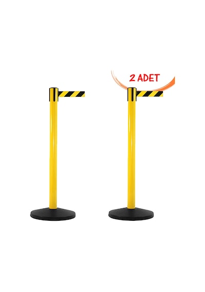 Şeritli Yönlendirme Bariyeri Şerit Bariyer Ayaklı Güvenlik Şerit Bariyer 2 Adet