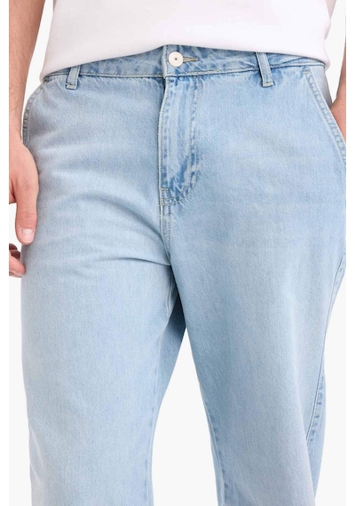 Defacto %100 Pamuk Relax Fit Geniş Paça Jean Kar Yıkamalı Pantolon E1376ax25smnm39 Mavi