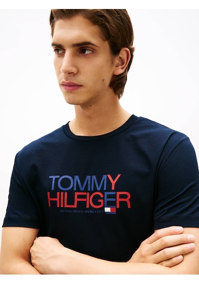 Tommy Hilfiger Mw0mw42369 Brand Love Big Text Erkek Tişört Lacivert