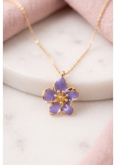 Mor Mineli Sakura Kolye 45 Cm Çok renkli