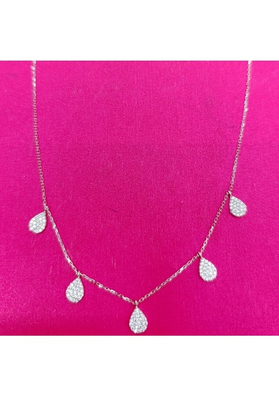 Oriental Kuyumculuk Jewellery Damla Şans Taşlı Gümüş Kolye Beyaz