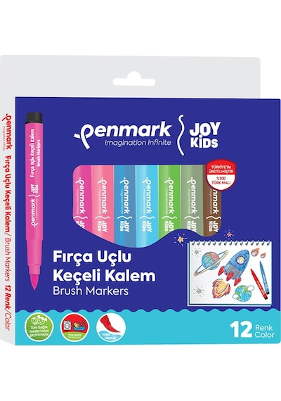 Penmark Süper Yıkanabilir 12'li Fırça Uçlu Keçeli Kalem Seti