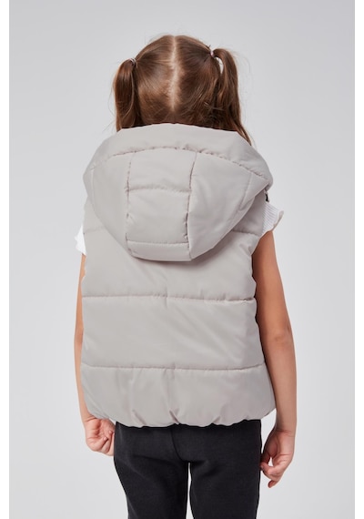 Benitto Kids Kapüşonlu Kız Çocuk Şişme Yelek 51307 Gri
