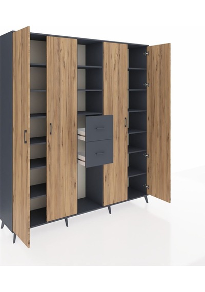 Hyperion Dolap 15 Raflı 2 Çekmeceli 4 Kapaklı 220x44x243 Antrasit-çam/antrasit Atlas Çam/antrasıt Hyperion Dolap 15 Raflı 2 Çekmeceli 4 Kapaklı 220x44x243 Antrasit-çam/antrasit Atlas Çam/antrasıt