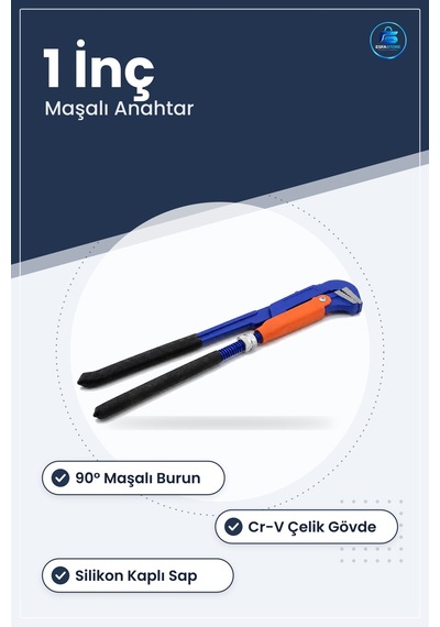 Boru Anahtarı 1 İnç Çelik Maşalı Silikon Saplı Krom Vanadyum Te