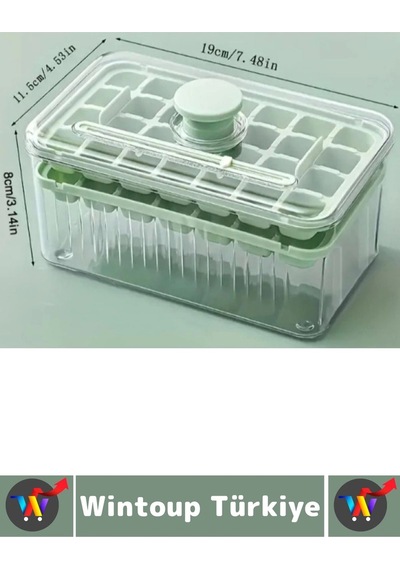 Dayanıklı Sert Plastik Zahmetsiz Bpa İçermez Şeffaf Kapaklı Hazneli 56 Bölmeli Basmalı Pratik Buzluk Çok Renkli