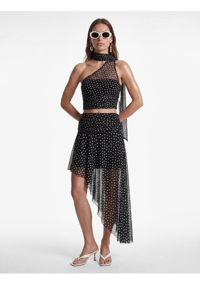 Koton Koton X Sibil Çetinkaya - Fular Detaylı Halter Yaka Tek Omuz Puantiyeli Tül Top Siyah Desenli 6sak10063uk Koton Koton X Sibil Çetinkaya - Fular Detaylı Halter Yaka Tek Omuz Puantiyeli Tül Top Siyah Desenli 6sak10063uk