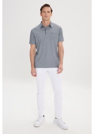 AC&Co / Altınyıldız Classics Erkek Mav Comfort Fit Rahat Kesim Polo Yaka Pamuklu Kısa Kollu Tişört Mav Mavi