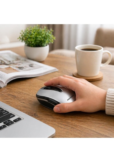 Kablosuz Optik Mouse: 2.4ghz Usb Nano Alıcı, Ergonomik Tasarım, Sessiz Kaydırma Tekerleği Ve Uzun Pil Ömürlü Gümüş-siyah Ofis Ve Oyun Mouse