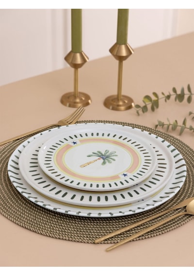 The Mia Itl0004 Italian Summer Pasta Tabağı 6lı Set 19 Cm Ekru