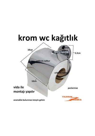 Tuvalet Wc Kağıtlığı Krom Paslanmaz Vidalı Şık Parlak Kağıtlık