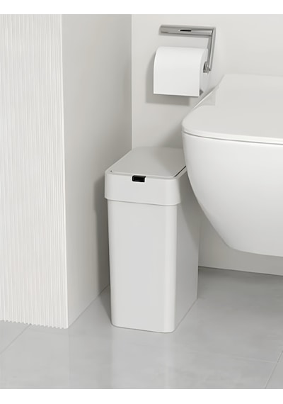 Sensörlü Otomatik Slim Çöp Kovası 9 Litre Plastik Beyaz Yerli Üretim Beyaz