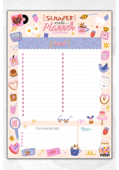 Haftalık Planlayıcı - A4 Ebat Yapılacaklar - 30 Yaprak - Weekly Planner Diğer