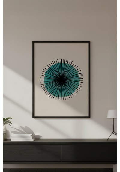Huhuli Ahşap Siyah Çerçeveli Geometrik Desenli Tablo Huhu631