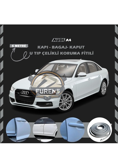 Audi A4 Oto Araç Kapı Koruma Fitili 5metre Parlak Gri Renk