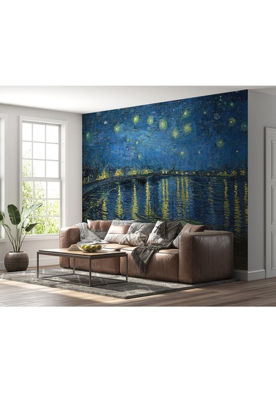 Ren Nehri Nde Yıldızlı Bir Gece Vincent Van Gogh Poster Duvar Kağıdı Renkli