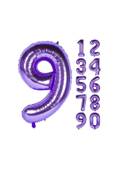 9 Dokuz Rakam Mor Folyo Balon 32"-34" Inc 80 cm