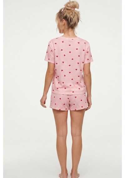 Siyah İnci İnce Soft Örme Mevsimlik Şortlu Pijama Takımı 8045 Pembe Ekose Kalp Siyah İnci İnce Soft Örme Mevsimlik Şortlu Pijama Takımı 8045 Pembe Ekose Kalp