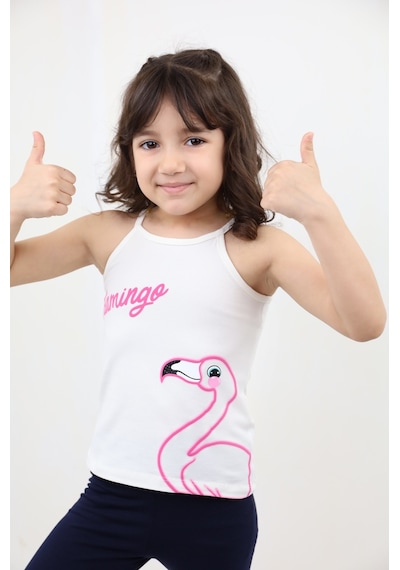Toontoy Kız Bebek Baskılı Atlet Ekru