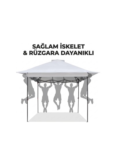 Fundango Sunhaven 300 Premium 3x3 M Otomatik Gazebo & Gölgelik White Beyaz