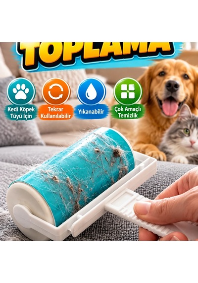 Tekrar Kullanılabilir Yıkanabilir Tüy Toplama Rulosu Kedi Köpek Tüyü İçin Çok Amaçlı Temizlik Apar