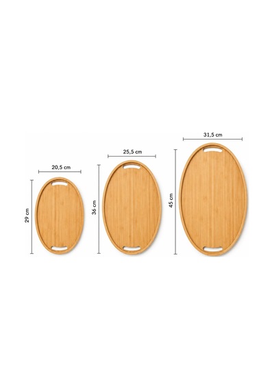 3 Lü Oval Bambu Tepsi, Servis Sunum Tepsi