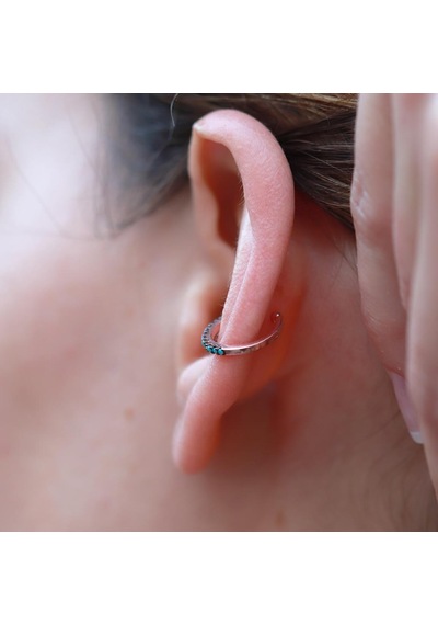 Turkuaz Taşlı Rose Gold Kaplama Gümüş Kıkırdak Küpe Gümüş