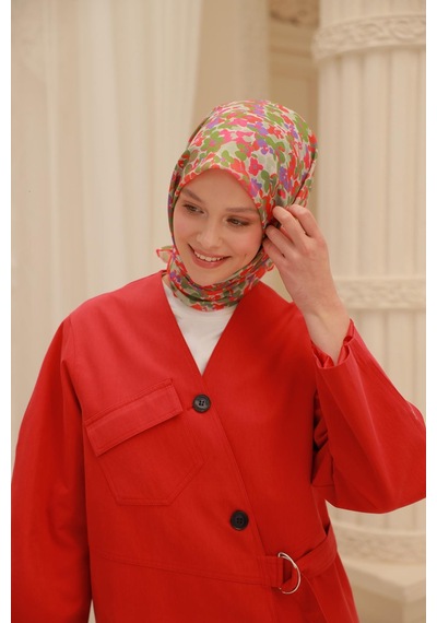 Silk Home Soft Eşarp 73081-33 Taş, Su Yeşili, Mercan, Yeşil, Mor