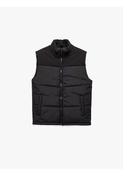 Koton Fermuarlı Cep Detaylı Slim Fit Dik Yaka Kolsuz Şişme Yelek Siyah 6wam20110hw Siyah