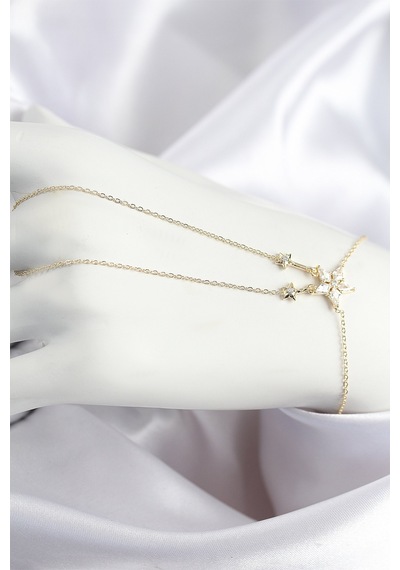 Pirinç Zirkon Taşlı Yıldız Model Gold Renk Şahmeran Standart
