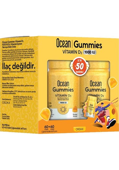 Ocean Gummies Vitamin D3 60 Çiğneme Form 2 Li Paket