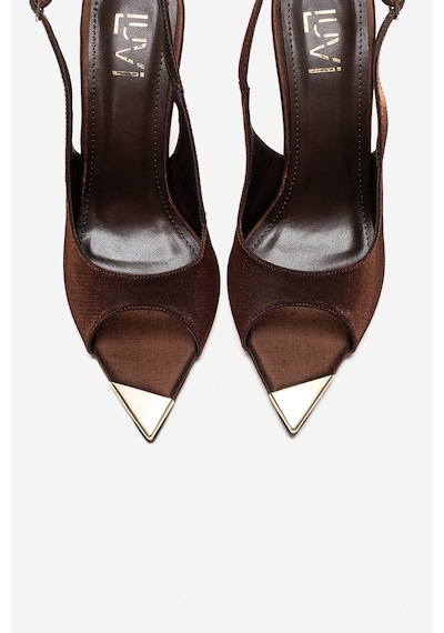 Luvishoes Amore Bronz Saten Metal Detaylı Kadın Topuklu Ayakkabı