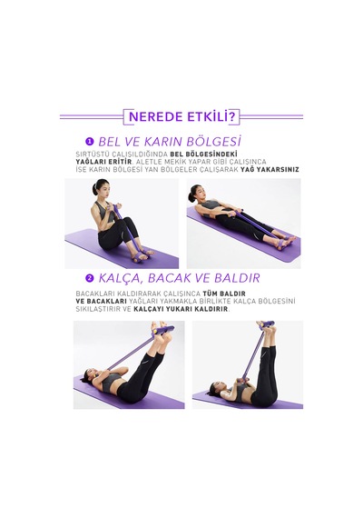 Body Trimmer 4 Lastikli Egzersiz Direnç Aleti Mor