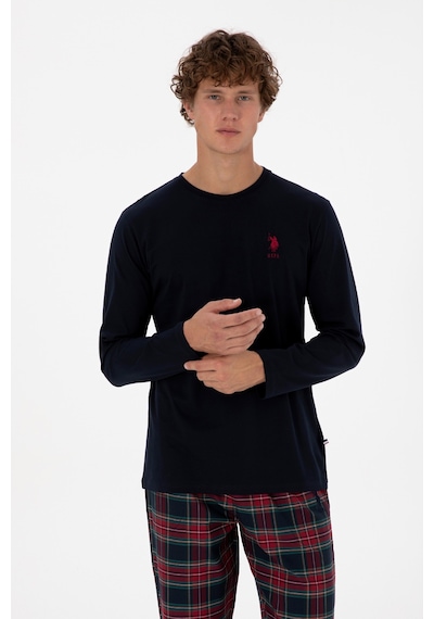 U.S. Polo Assn. Erkek Kırmızı Ekoseli Lacivert Pijama Takımı 50318615-VR033 U.S. Polo Assn. Erkek Kırmızı Ekoseli Lacivert Pijama Takımı 50318615-VR033