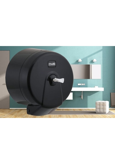 Vialli K3B Mini Cimri Içten Çekmeli Tuvalet Kağıt Dispenser Siyah