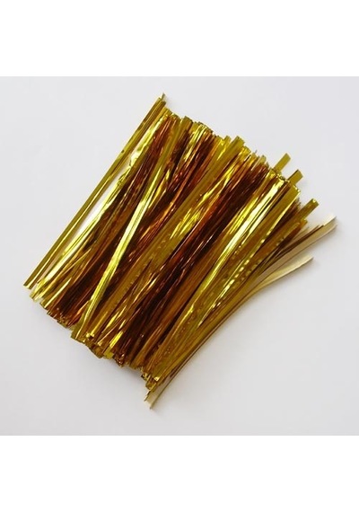 10 Cm Poşet Bağlama Teli Gold Rengi
