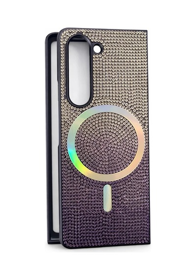Samsung Uyumlu  Z Fold 5 Kılıf Diamont Magsafe Hologramlı Telefon Kılıfı 1 Renk Siyah