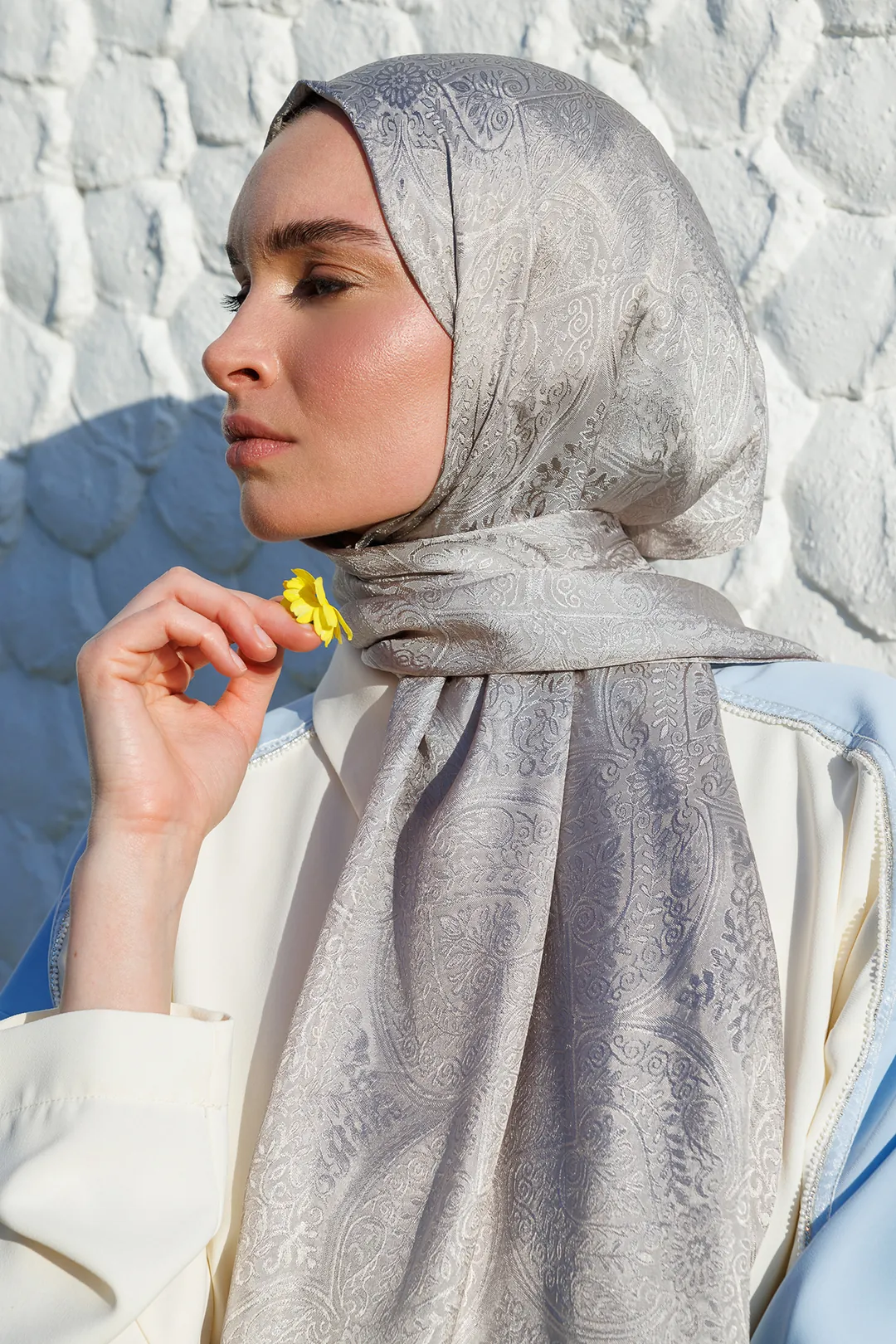 Mooncorn Vera Desen Shine Line Şal Vizon-taş Rengi Taş