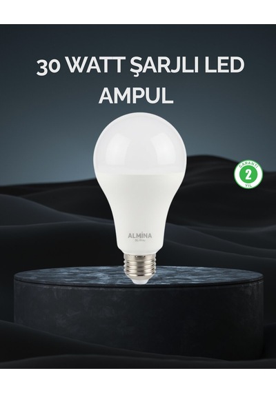 Şarjlı Led Ampul 30 Watt Soğuk Beyaz Belirtilmemiş