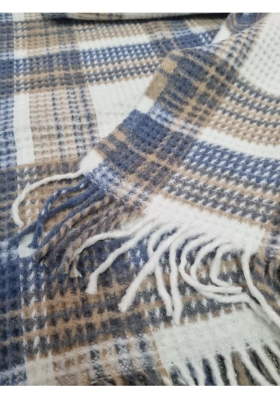Dinarsu Cozy Life Pamuklu Skoç Battaniye 130 X 170 Cm Plaid İndigo