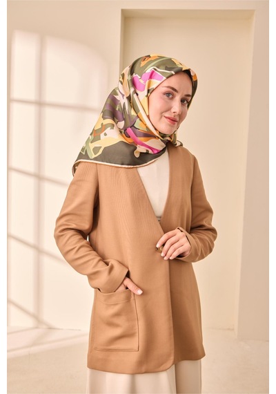 Silk Home Twill İpek Eşarp 11475-22 Koyu Yeşil, Kiremit, Siyah, Krem, Pembe