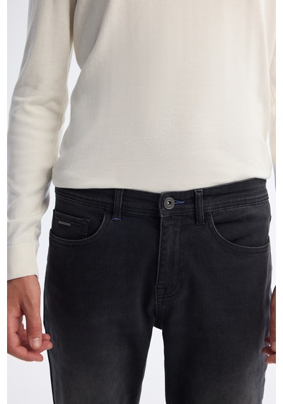 Avva Erkek Siyah Klasik Bel Eskitme Yıkamalı Overdy Berlin Slim Fit Jean Pantolon A42y3511