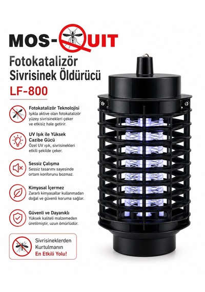 Fotokatalizör Sinek Sivrisinek Haşere Öldürücü Gece Lambası Elektirikli Asmalı Led Işık Teknolojisi Güvenli Koruma Izgarası Çıkarılabilir Toplama Kutusu Ev Ofis Bahçe Teras Balkon Sinek Öldürücü 10 Parça Siyah